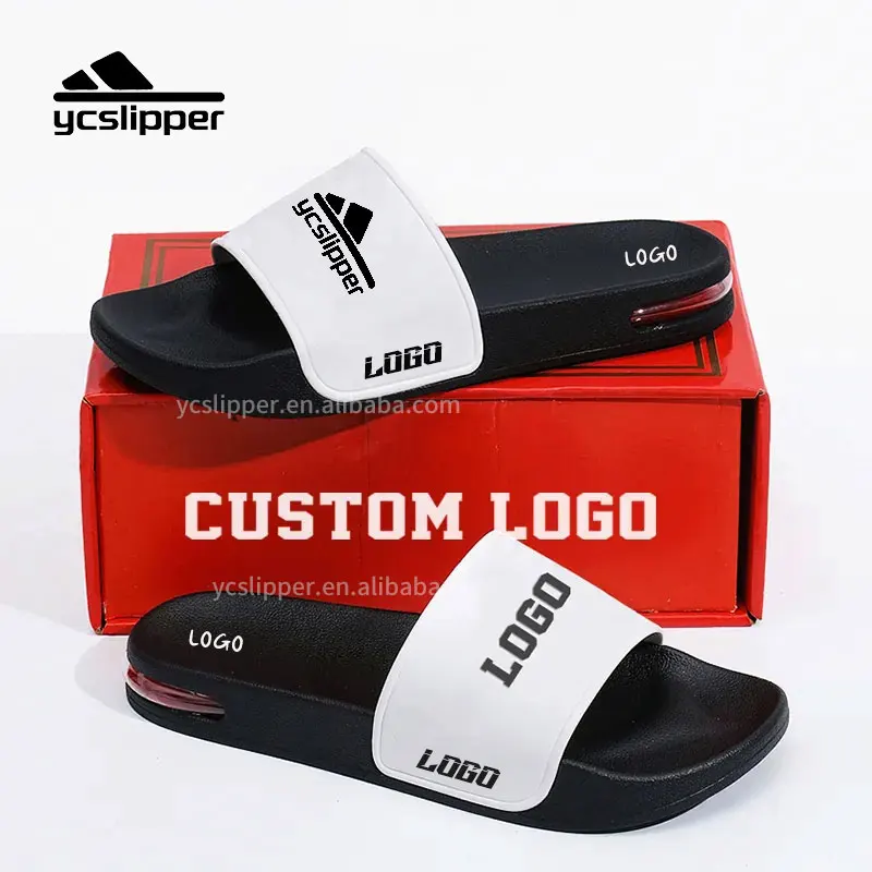 Custom Gents Slipper logo Memory Foam Sport Sandal brand Comfort Air Cushion Slipper white Designer Slides