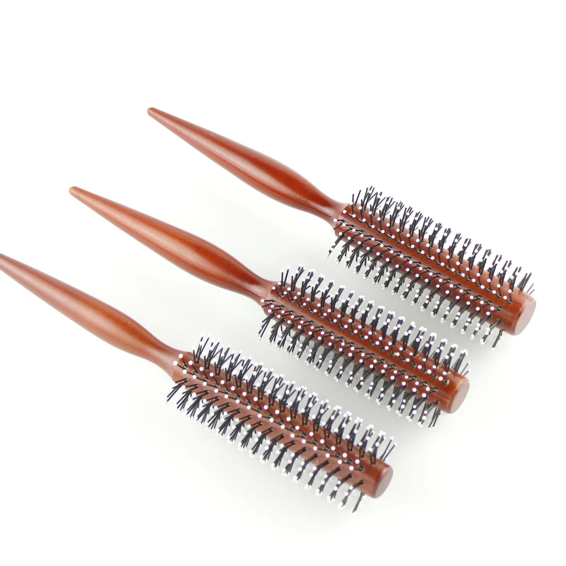Factory direct sales hairdressing curly hair comb bristles curly hair brush natural wooden round comb household curling comb