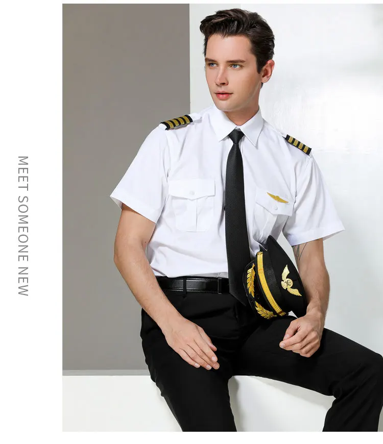 Wholesale cheap price Professional airline aviation flight crew formal first officer shirt pilot captain blazer shirt suit
