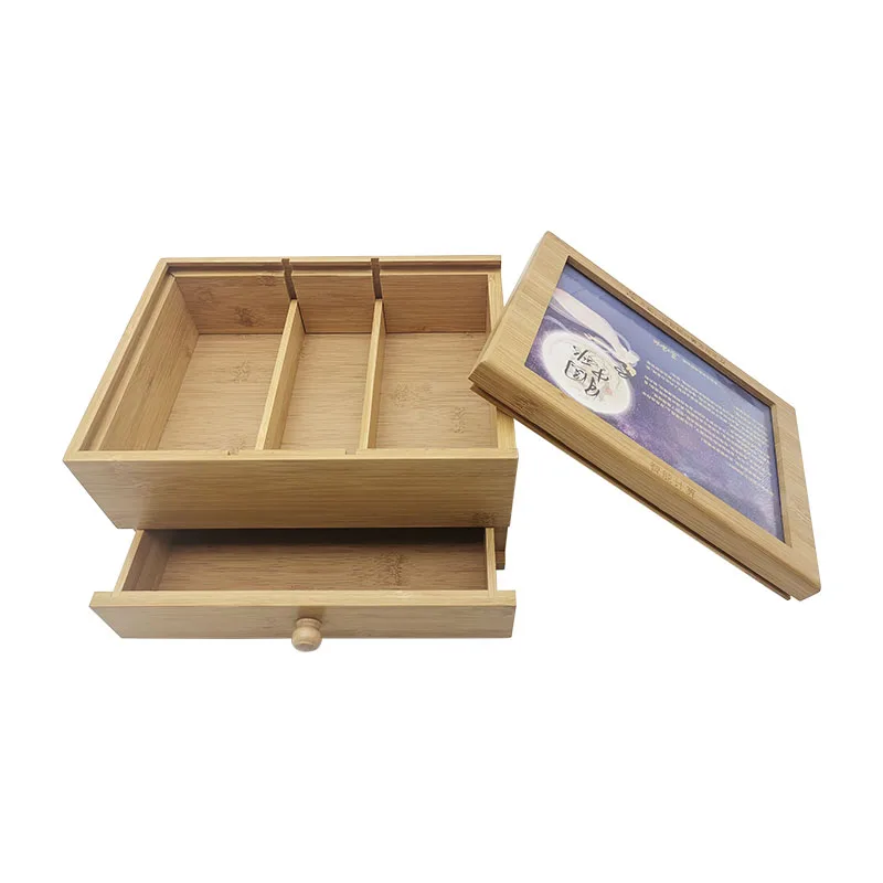 Customized Multifunctional Bamboo Box with Removable Dividers Wood& Bamboo Box with Drawers