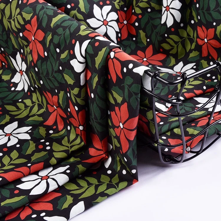 Custom Digital Christmas Print 100% Cotton Poplin Fabric Patchwork Christmas Fabrics For Skirts Sewing