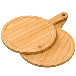 Custom size cutting board round food cutting serving board bamboo pizza board set