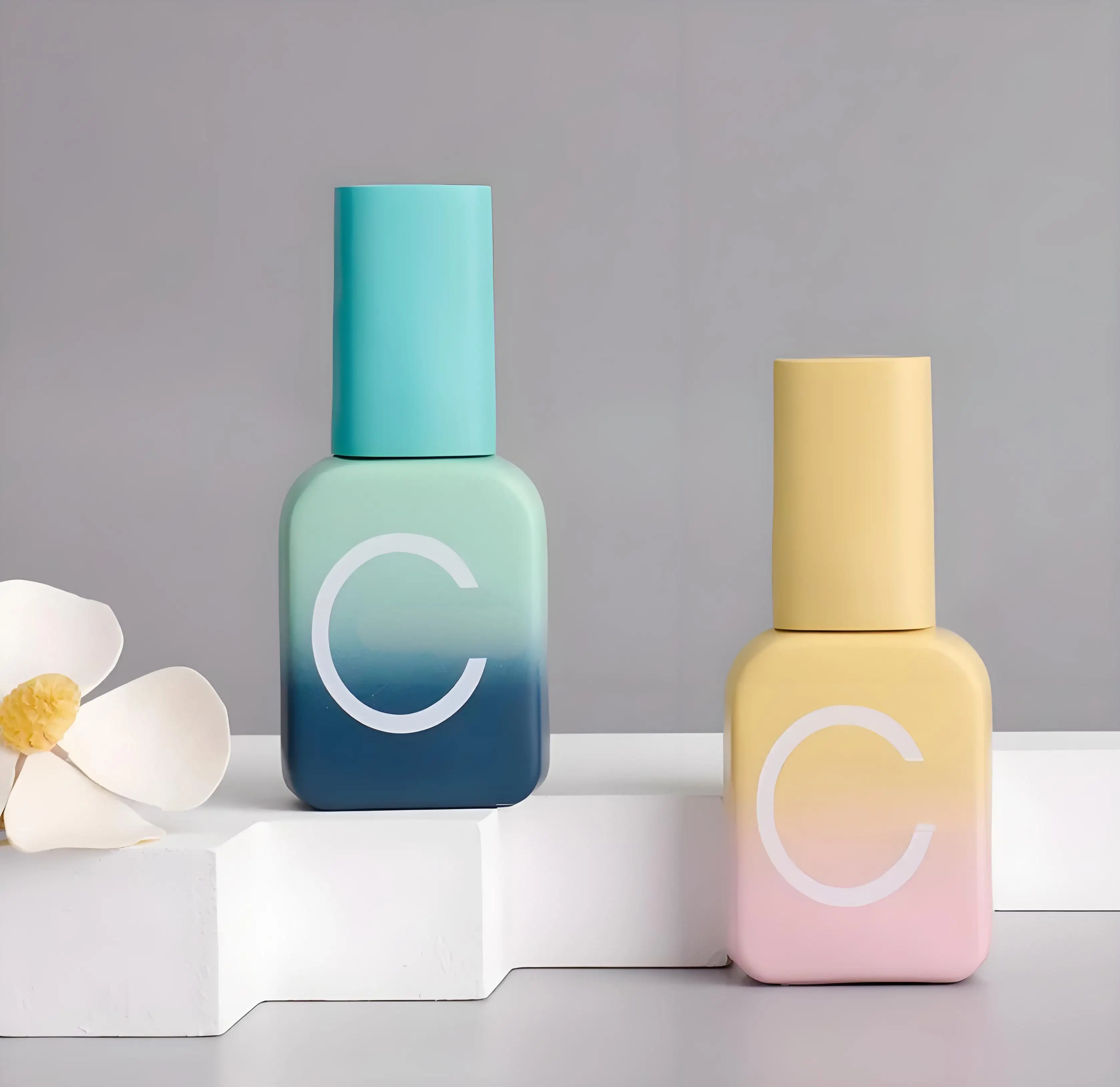Square Empty Nail Polish Glass Bottle with Gel Bottle