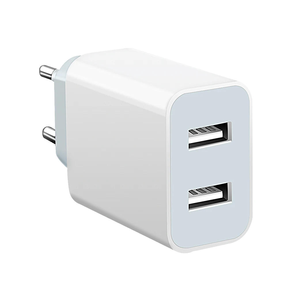 EU 2 PORT USB phone charger EU 5V 2A 10w wall charger mobile phone 100v-240v