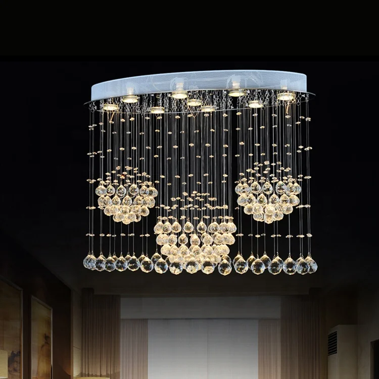 Oval shaped wedding luxury k9 crystal ball chandelier staircase long customized