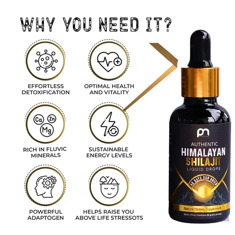 Premium Gold Shilajit Liquid for Brain, Heart & Gut Health Natural Fulvic & Humic Acid Source OEM
