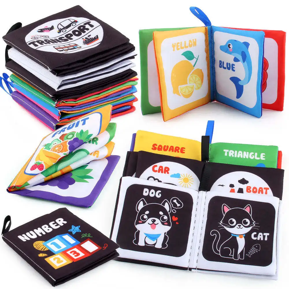 Cheap Price Baby Cloth Book Baby Activity Toy Set Black And White Soft Book Sound Paper Infant Educational Cloth Book