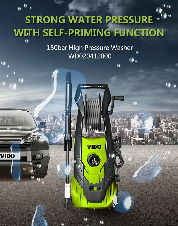 VIDO 2000w 220v 150bar bar professional electric nozzle power machine pump  high pressure car washer