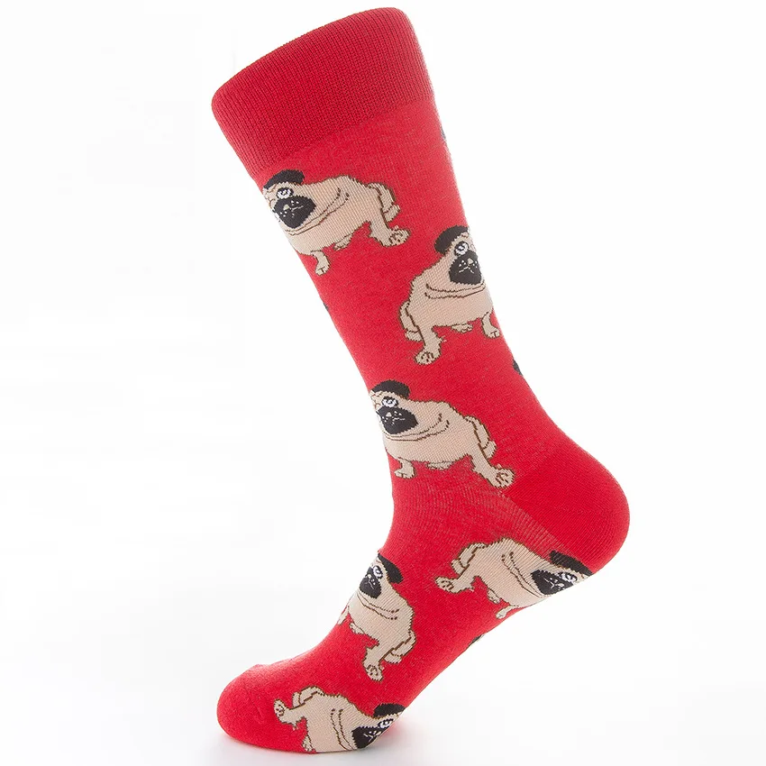 Manufacturer Plus Size Funny Pugs Dog Animal Cartoon Cotton Men Crew Socks
