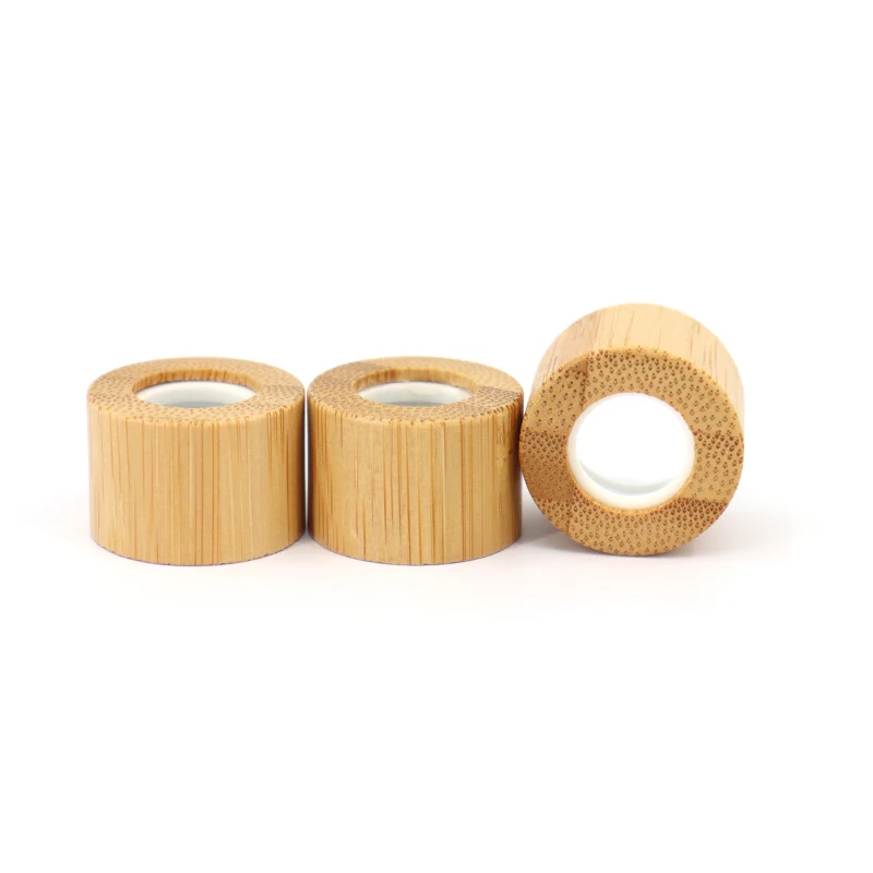 In Stock 18/410 Bamboo Cover Collar For Essential Oil Bottle Dropper Cap Cosmetic Essential Oil Dropper Bamboo Wooden Collar Cap