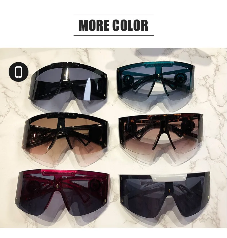 2024 New style  fashion big frame one-piece head sunglasses mask one-piece glasses personality windproof sports sunglasses