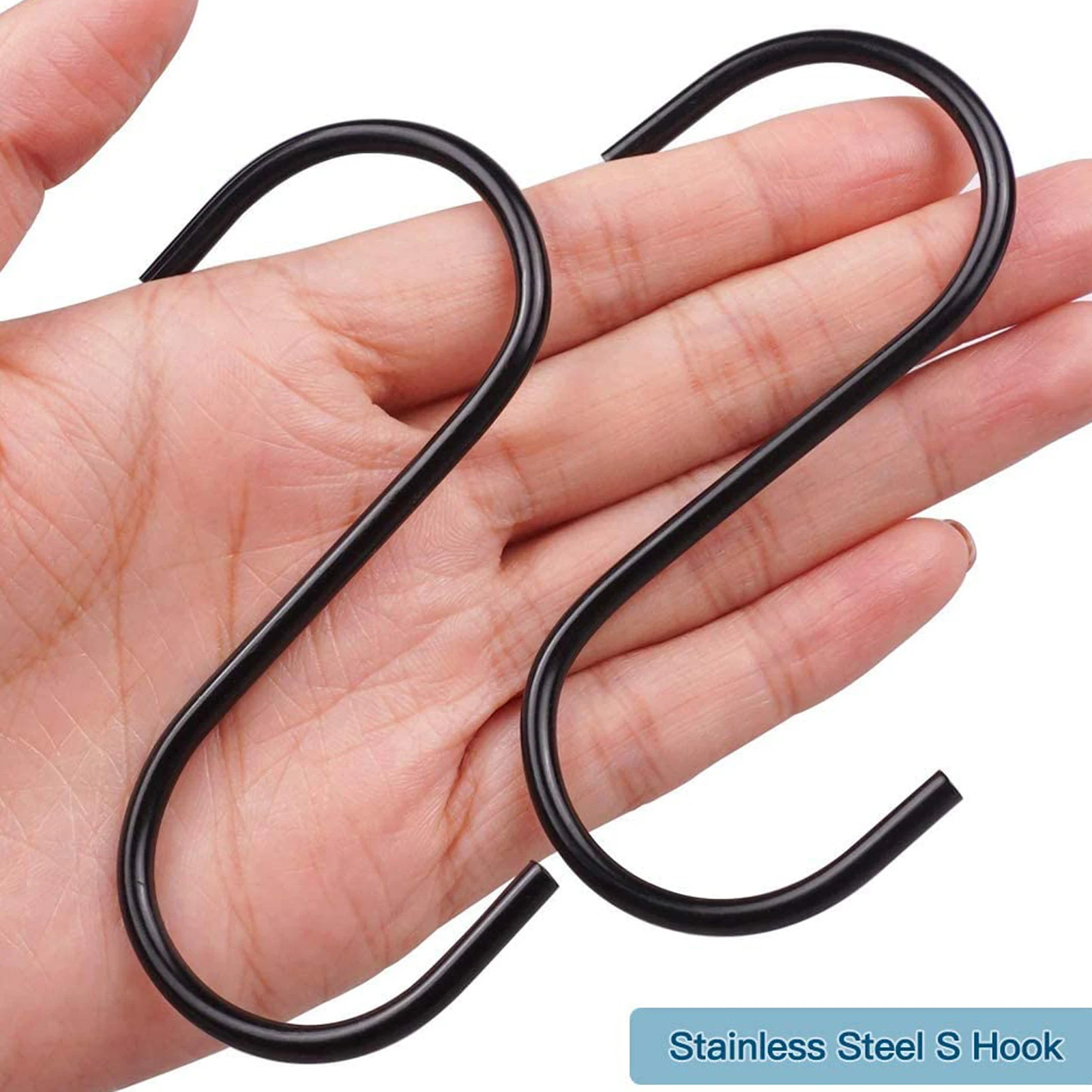 Heavy Duty S Hooks Black Steel S Shaped Hooks for Hanging Pans Pots Plants Bags Towels Kitchen Hooks Hanger