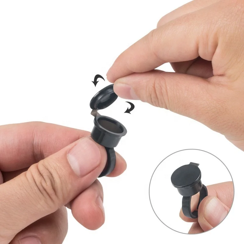 Pigment Ring - Lidded with Cup 50pcs Ink Ring Microblading Tattoo Cup For Permanent Makeup/Eyebrows Tattoo