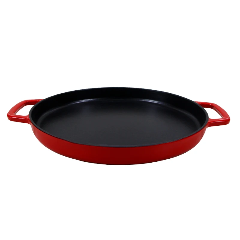Cookwin 12 дюймов 30 м круглая эмалированная чугунная сковорода для пиццы с ручками Dosa Tawa Roti