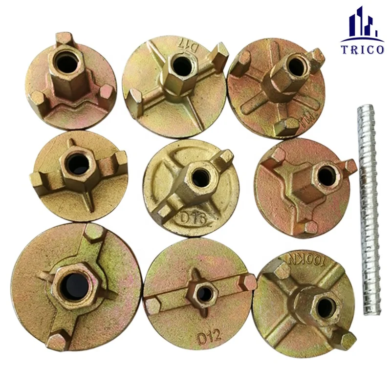 Wall Concrete Formwork Accessories Casted Iron Wing Nut 12mm 17mm Tie Nut  Water Stop D15 Formwork Tie Rod