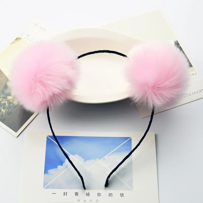 Accessories colorful tie dye Hairball Cat ear Headband for women and girls hair hoop