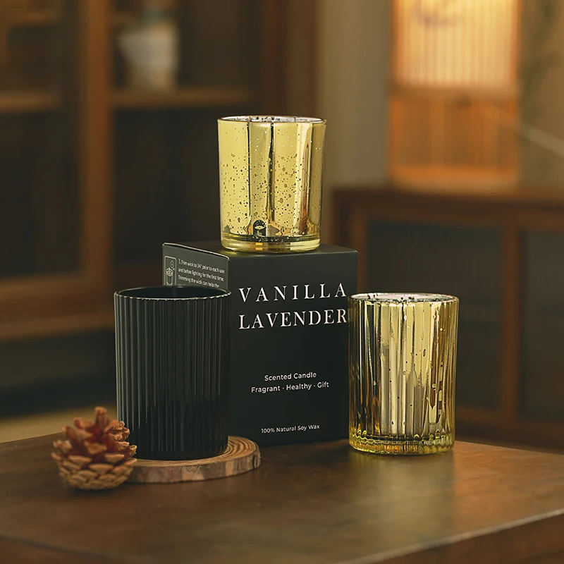 Custom Textured Glass Votive Soy Wax Aromatherapy Candle Relaxation Essential Oil Aromatic Candles