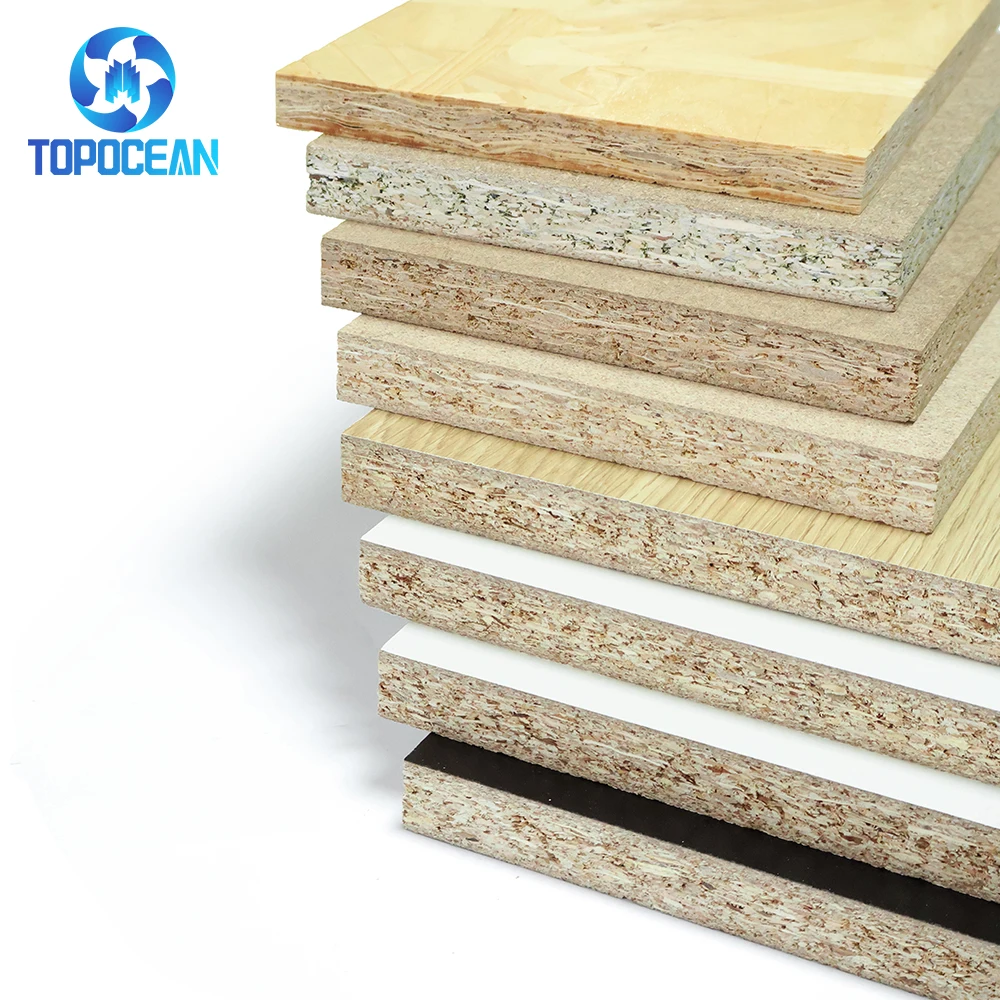 TOPOCEAN 2100*2850 12 18mm E1 E0 Grade Wholesale Durable Melamine Chipboard Particle Board