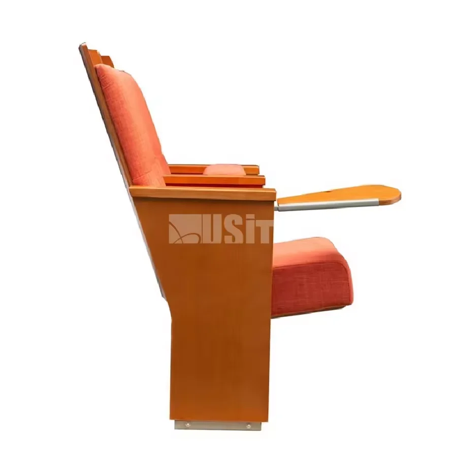 Modern Design Wood Armrest Cinema Seat Church School Theater Chair with Writing Pad