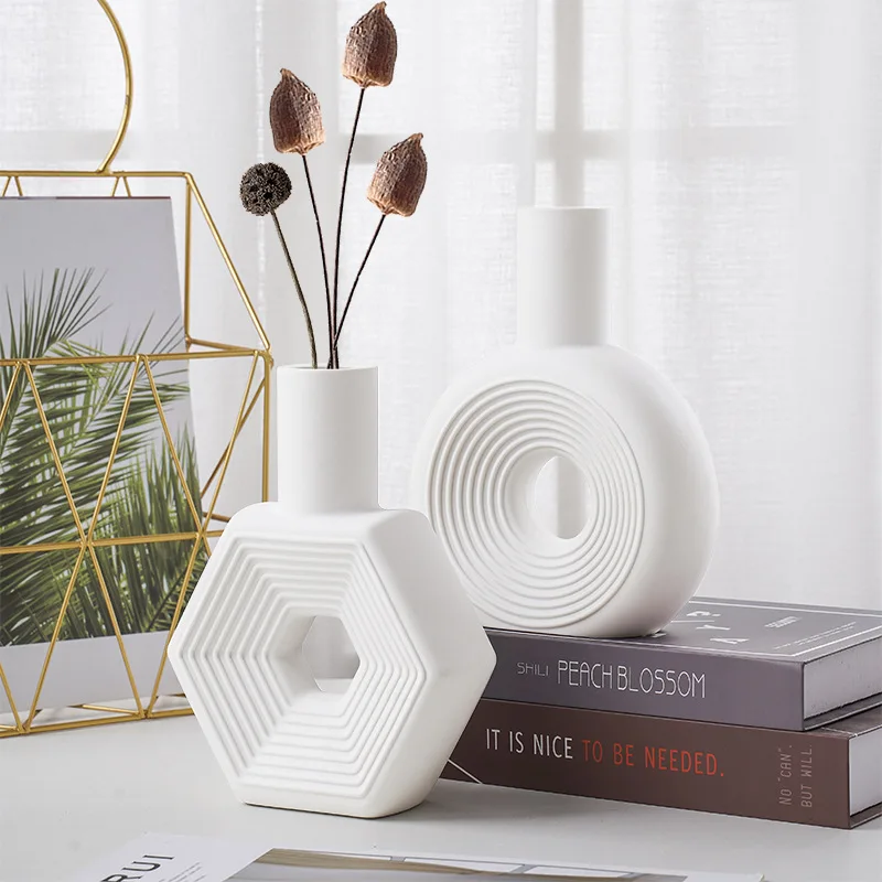 Wholesale Modern Nordic Donut Flower Pot Home Decoration Accessories Floral Small Ceramic Vase