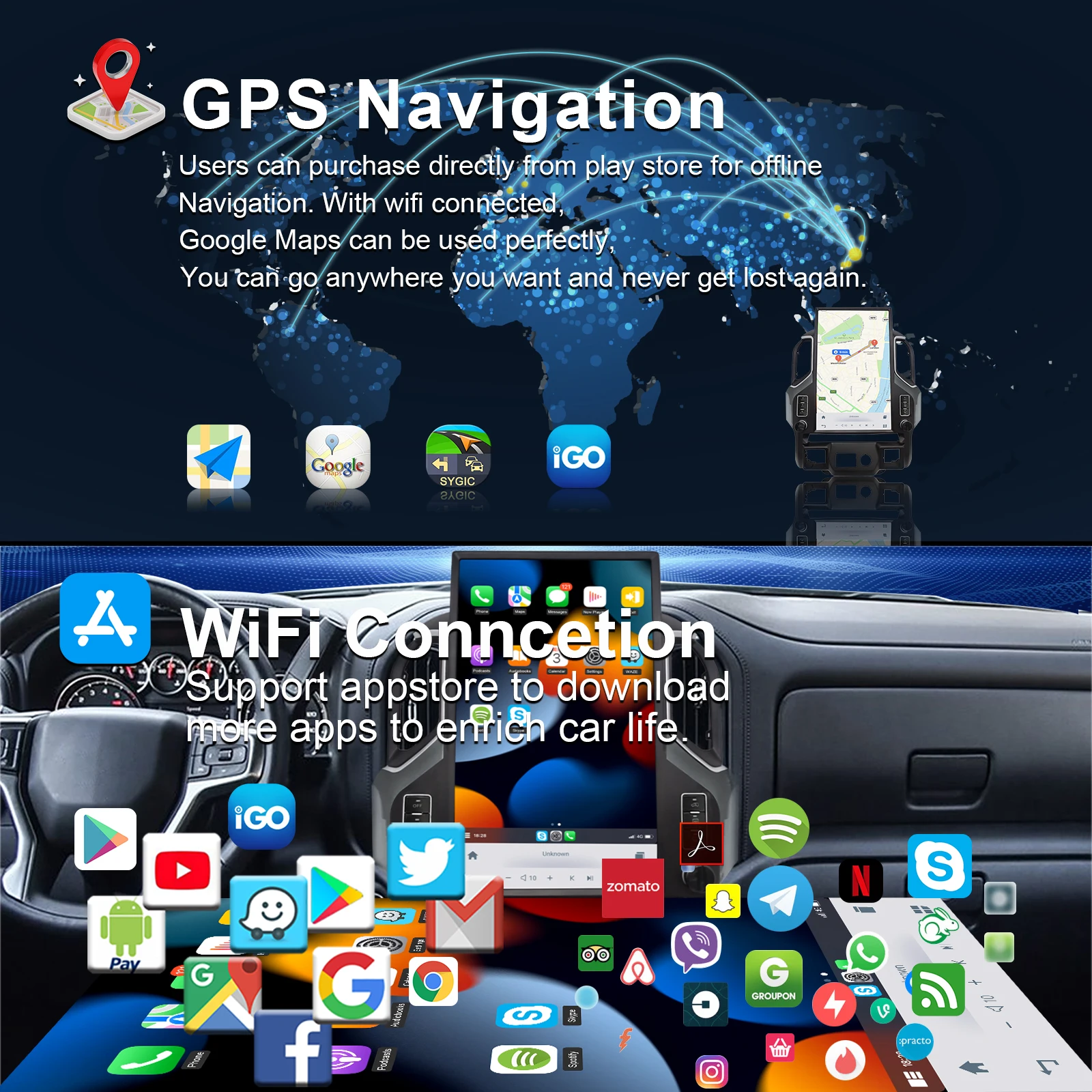 Тесла стиль 17-дюймовый автомобильный Android GPS навигация для GMC Sierra через Vtrux 2019- / Chevrolet Silverado LD