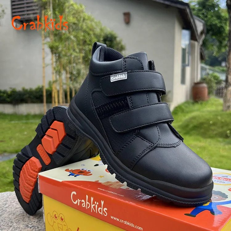 Crabkids Sneakers Casual Boy Soft Leather Sole Kids Middle For Sports Tennis Shoes School Children Shoe Black Kid Sneaker