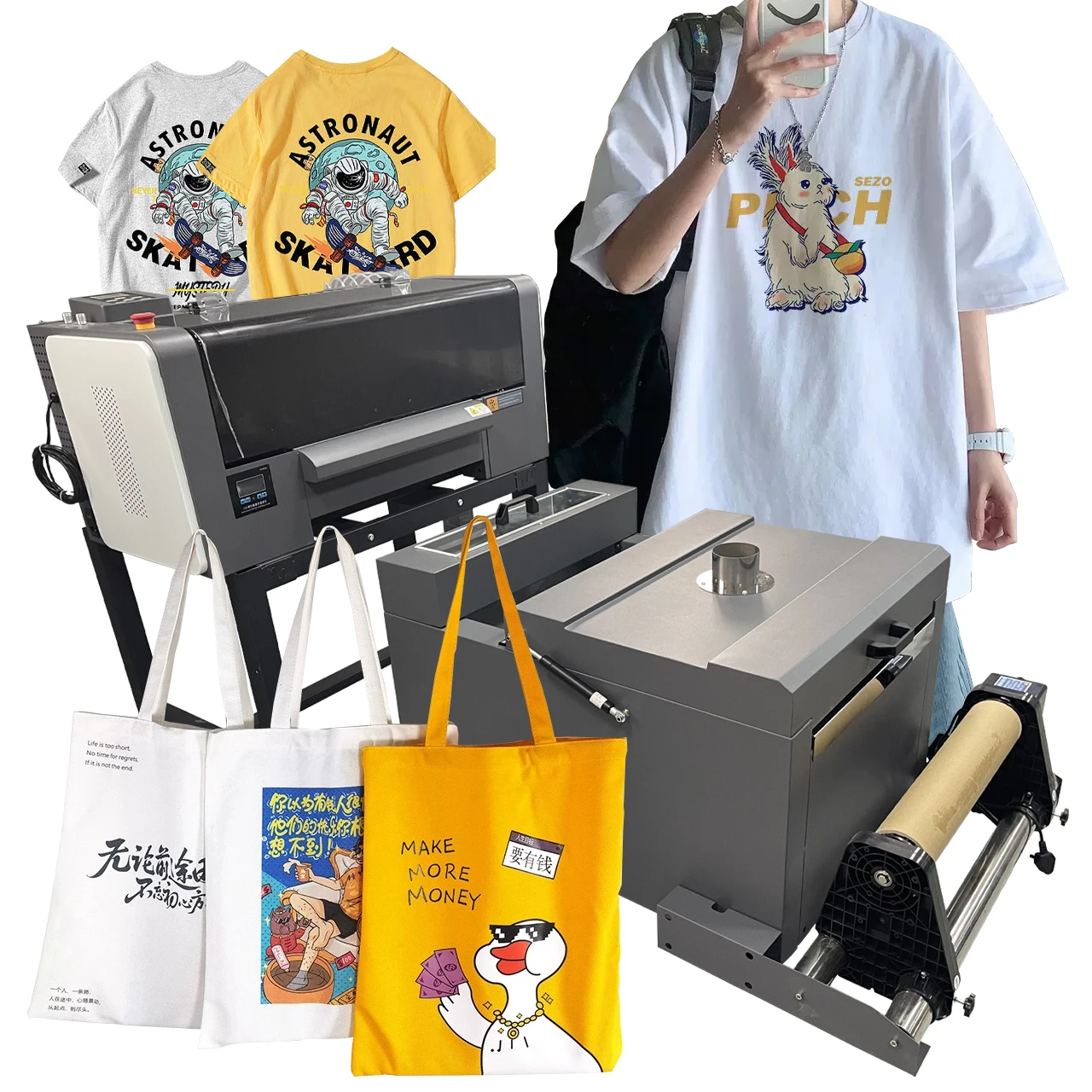 High-Accuracy Digital DTF Printer i3200 Double Head Oven and Powder Shaker for A3 A4 A1 All Fabric Printing New Condition