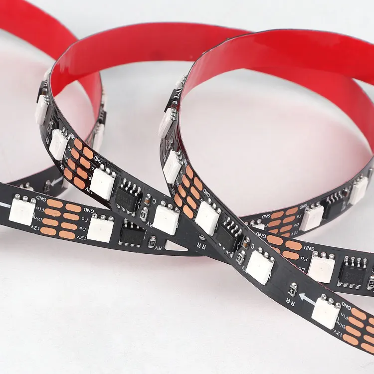 5V 24V телевизионная фоновая лента лампа 60 светодиодов/M WS2811 SMD 5050 Dream Color RGB Digital 12V светодиодные умные гибкие черные полосы