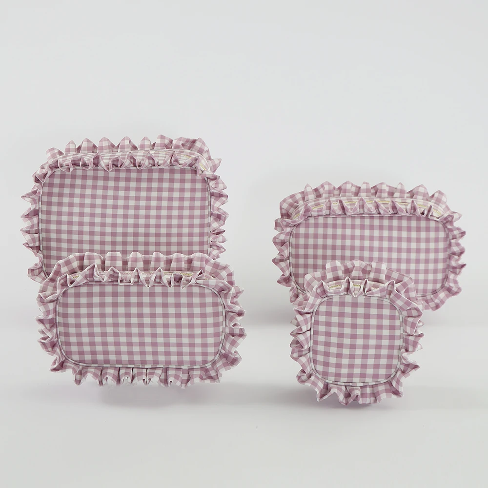 Factory Wholesale Cute Cosmetic Bags Ruffle Full Series Travel Cosmetic Bags Travel Portable Large Capacity Cosmetic Bag Set