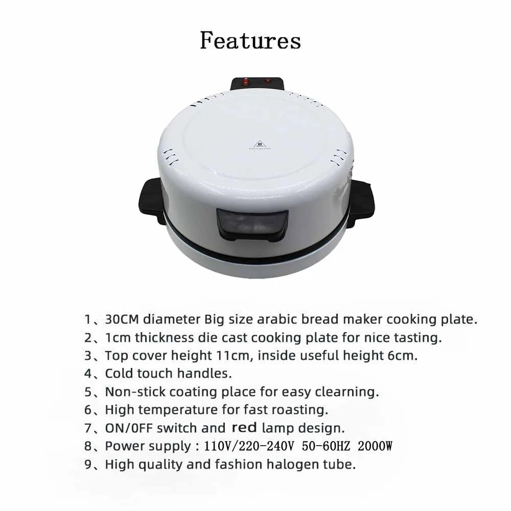 Hot Selling Electric Pizza Oven Sandwich Maker Home Car Kitchen Use French Langua Temperature Control Middle Eastern Baking