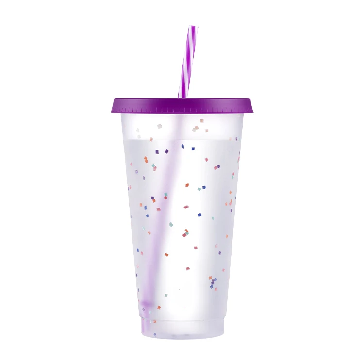 Customization Starry Sky Color Changing Reusable Cup Magic PP Plastic Cup That Changes Color
