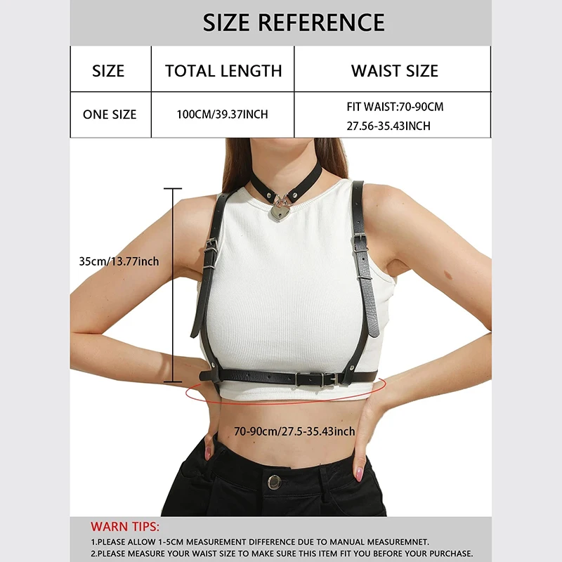 Women Faux Leather Meal Buckle Double Shoulder Strap Belt Harajuku Harness Waist Cincher Body Belt
