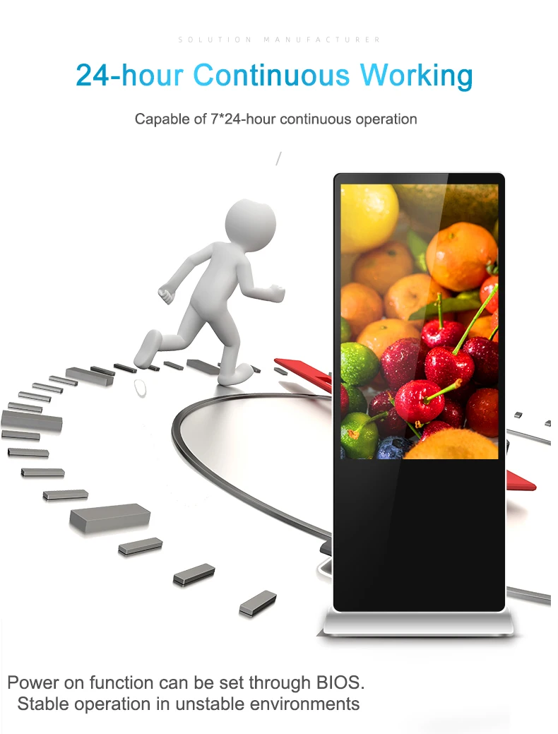 55/50/43 Inch Ultra Thin Multi Media Lcd Digital Signage Totem Advertising Screens Kiosk Advertising 4+32g Touch Screen Kiosk