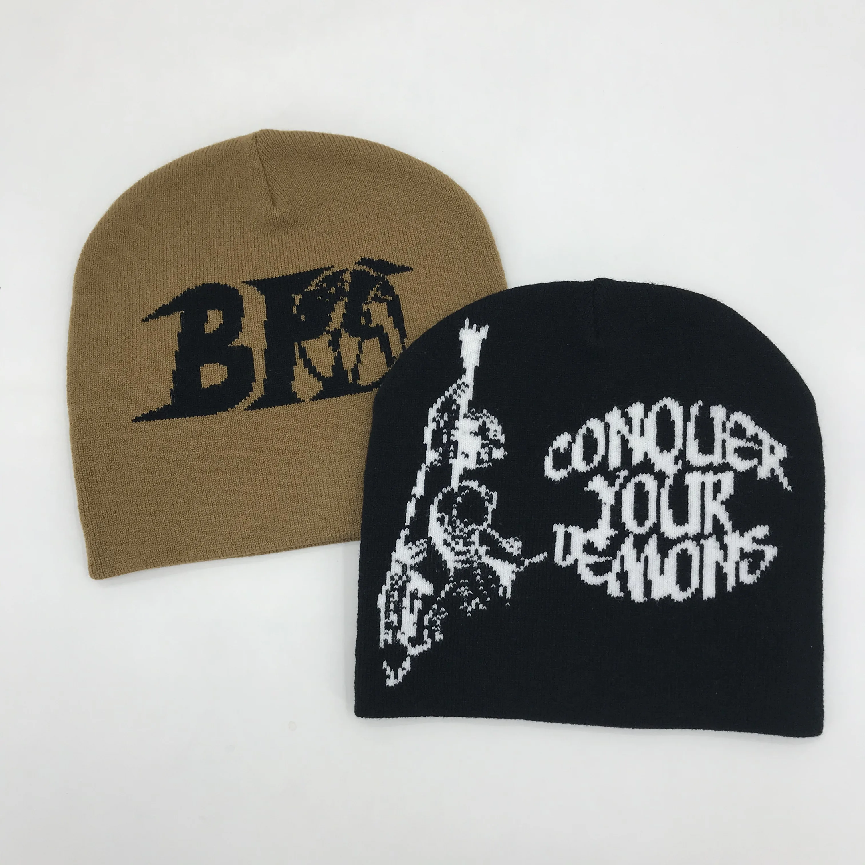 Unisex Custom Winter Hats High Quality Cotton Jacquard With Hip Hop Y2K Print New Style Warm Knitted Cold Cap for Outdoor Use
