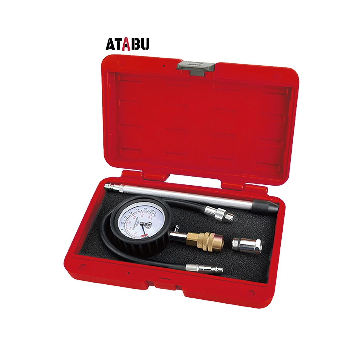 Steel Rubber Cylinder Pressure Gauge Engine Cylinder 4 PCS Compression Tester Tool Set for Diesel Engine