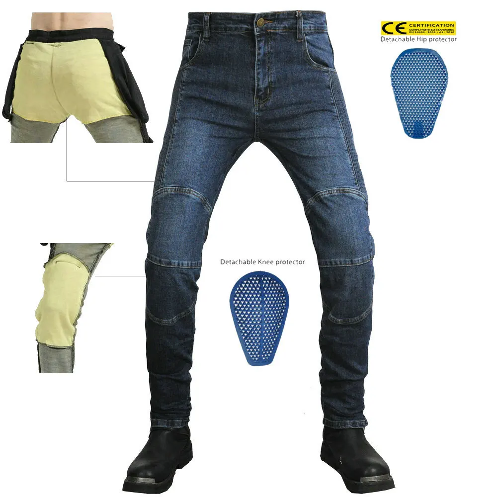 Best Selling Black Kevlar Rip Resistant Silicone Gaiter Motorcycle Jeans for Men