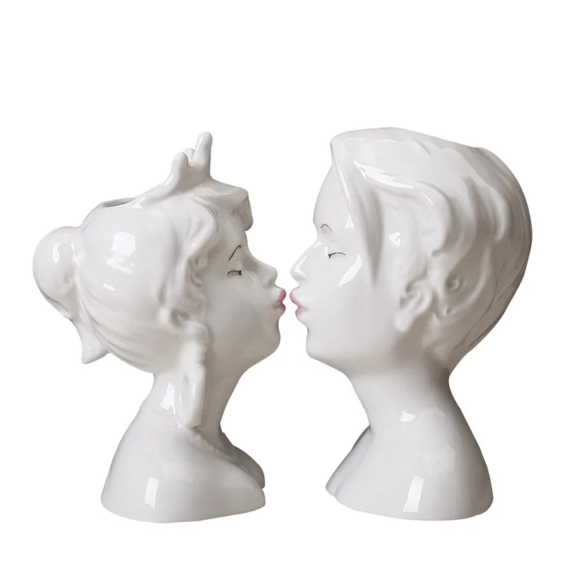 
Nordic modern creative ceramic vase simple face living room flower arrangement art home decoration ornaments 