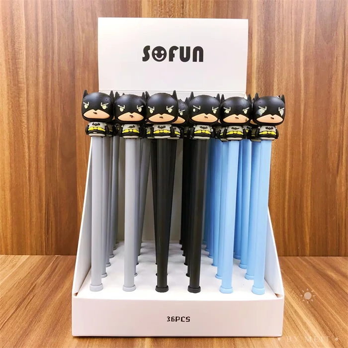 America Hor sales kawaii stationery 2025  0.5mm fancy gel pen stationary cartoon hero design gel pen plastic drawing pens