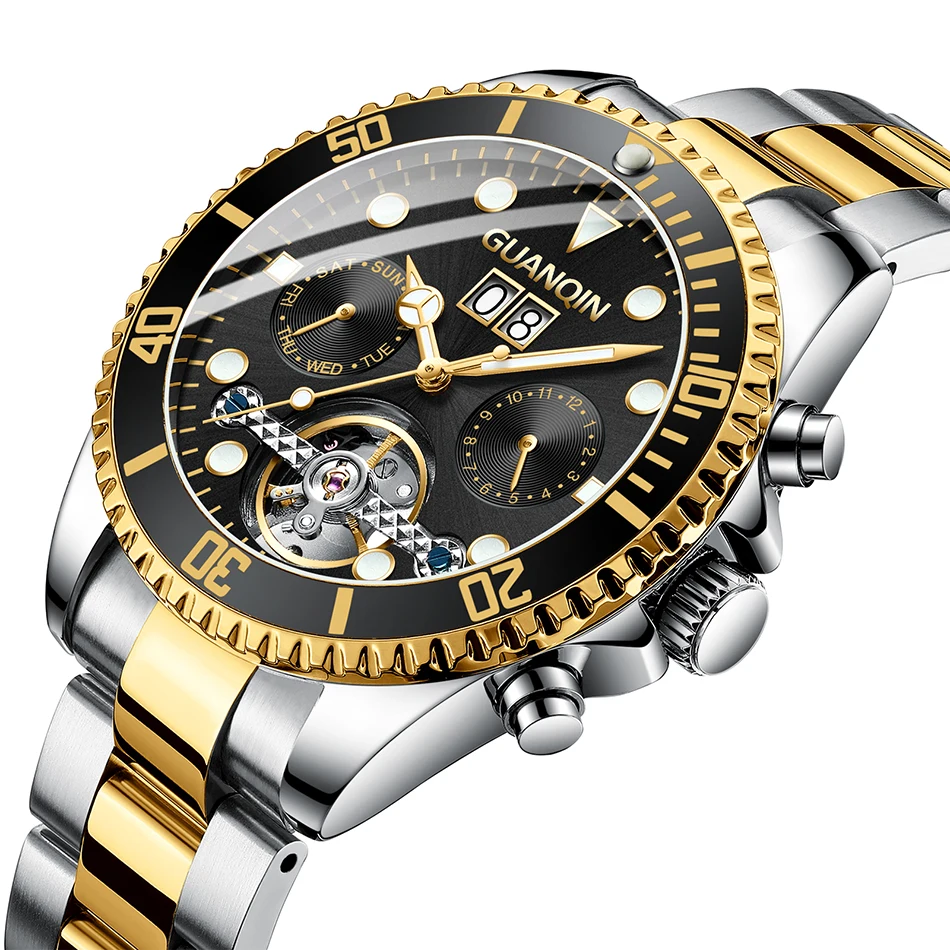 
waterproof luxury men tourbillon automatic mechanical stainless steel watches 