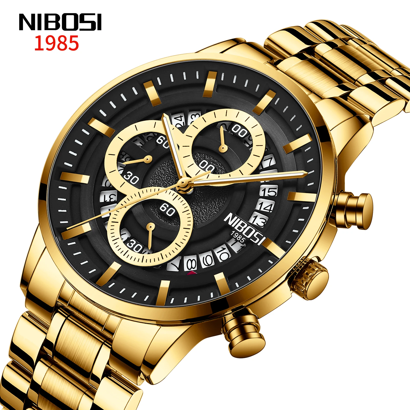 Luxury Watch Strap Wristwatch NIBOSI 2369 Movt Quartz Watch Stainless Steel reloj