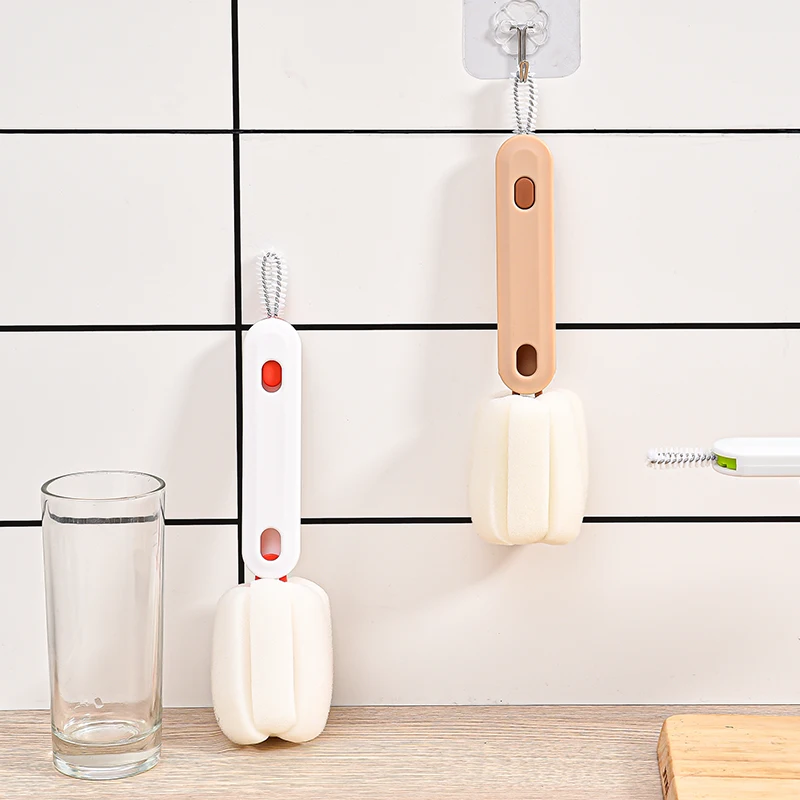 High Quality Clean Sink Cup Double Foam Bottle Brush With Small Brush Head