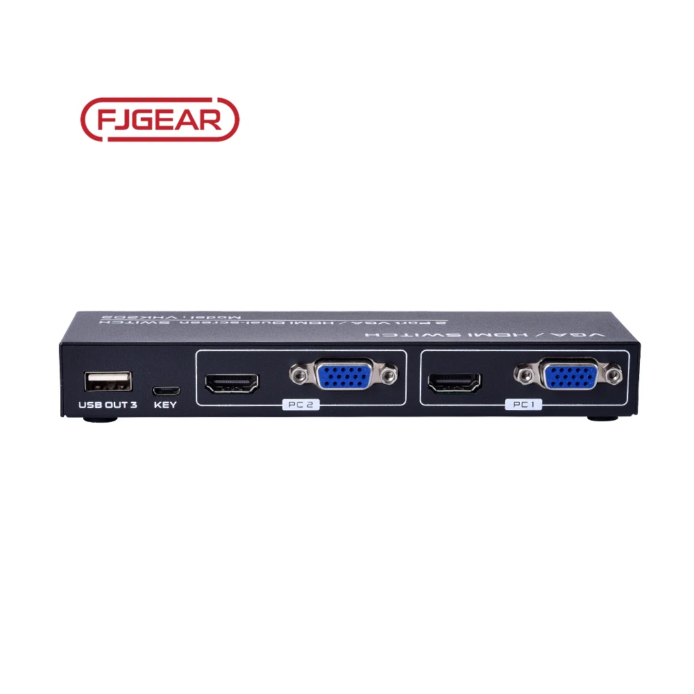 FJ-VHK202 4-Port USB KVM Switch with HDMI Input Monitor KVM Switch