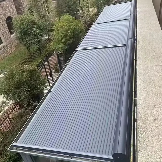 Modern Design Outdoor Retractable Aluminum Alloy Shutter Windproof Motorized Roller Roof Patio Skylight Blind Balcony Pergola