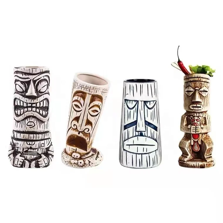 Ceramic Tiki Mug Cocktail Gift Set Bar Decoration Hawaii Custom Tiki Ceramic Tiki Totem Mug