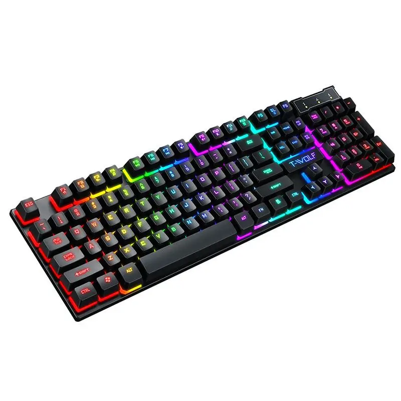 T-Wolf Cheap Price Wired RGB Keyboard and Mouse Combo for Gamer PC Laptop
