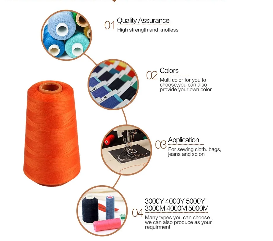 china polyester thread virgin quality manufacturer cheap high tenacity 60/2 10000 yards sewing thread