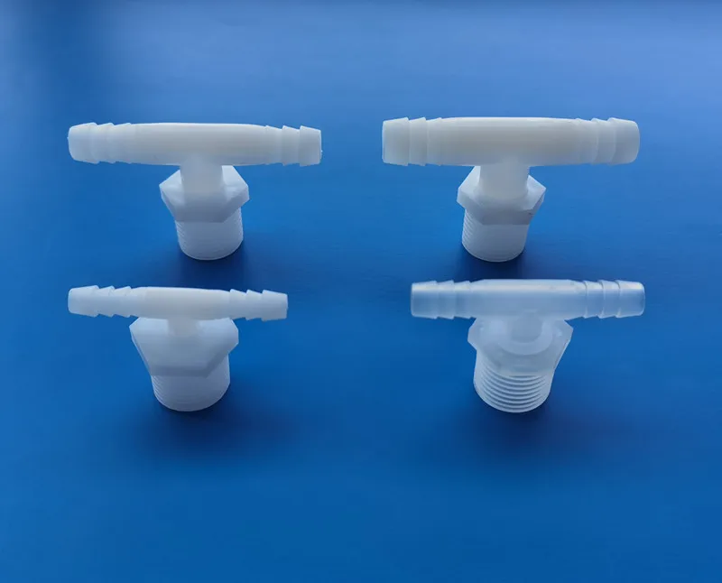 Plastic two barb to male thread Tee T 3 way hose pipe fitting adapter
