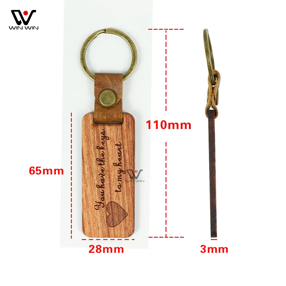 Wholesale Handmade Wood+PU Keychain with Ring Online Shopping Key Chain