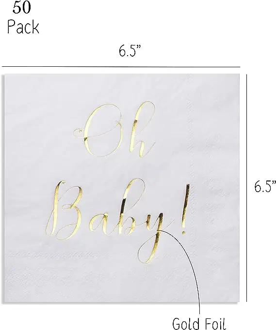 Baby Shower Party 50 Pack White Disposable Paper Luncheon Cocktail Napkins Baby Shower Napkins