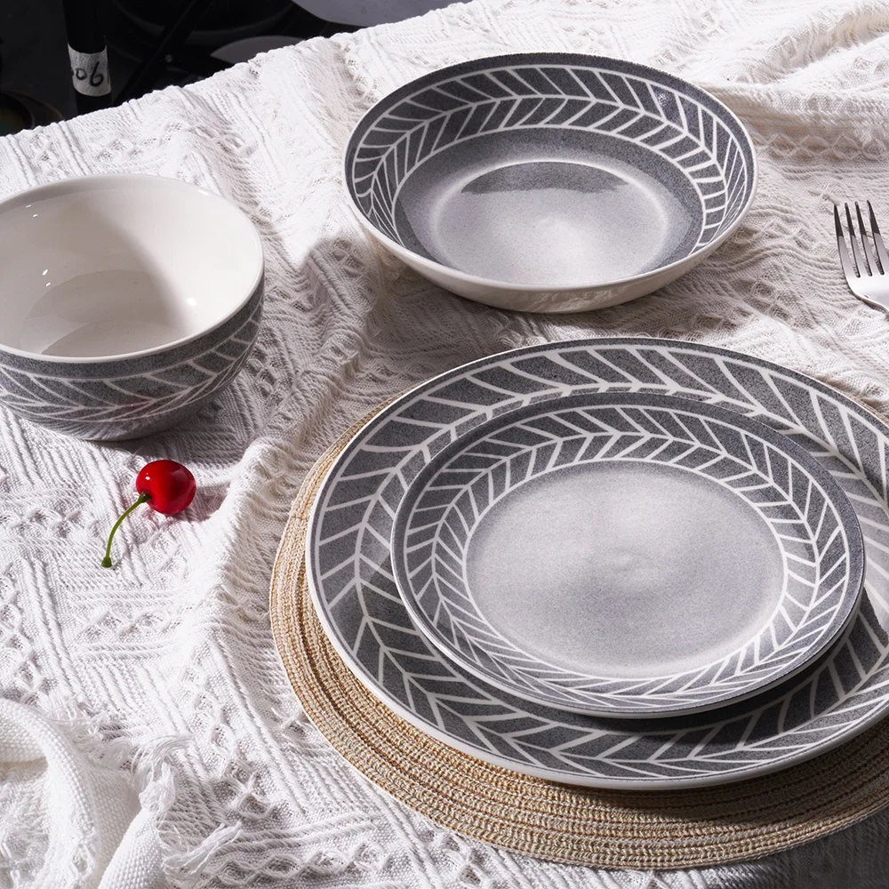 Full Marble Dinnerware Tableware Sets High Quality Hand Painted Ceramic Dinnerware Set